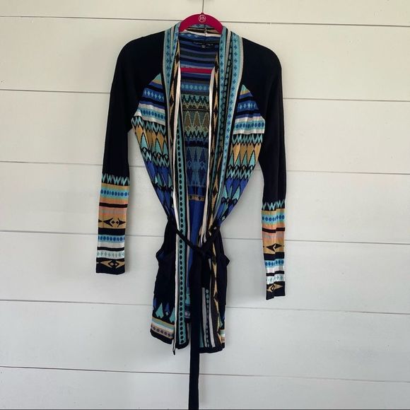 Gypsy 05 Aztec Tribal Boho Black Cardigan Sweater - Picture 1 of 5